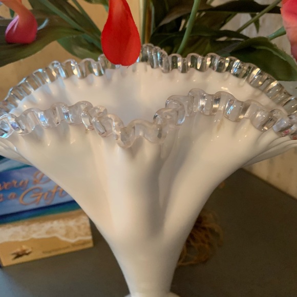 Fenton Other Fenton Vintage Large White Milk Glass Fan Vase